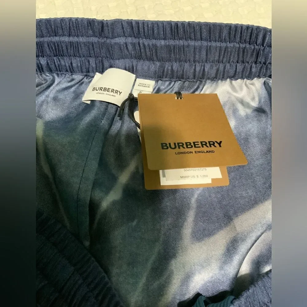 NWT $420 Burberry Shark Print Martin Swim Shorts Trunks Navy Men's  S  AUTHENTIC